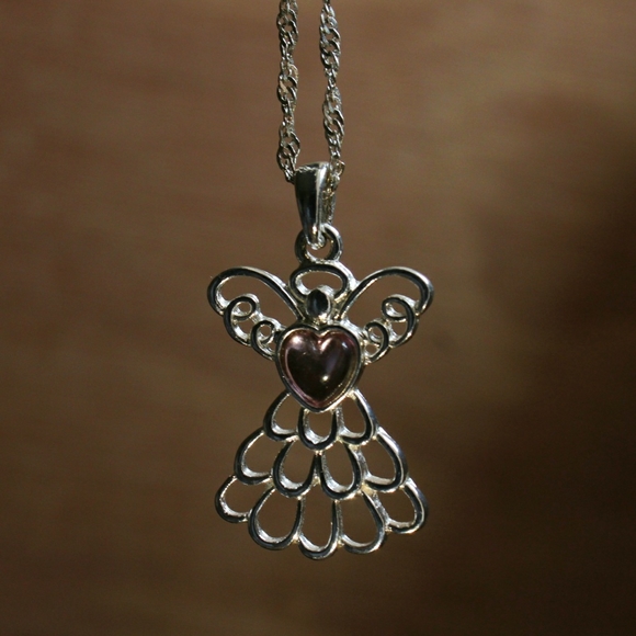 🌿 Angel Pink Heart Necklace - Picture 2 of 2